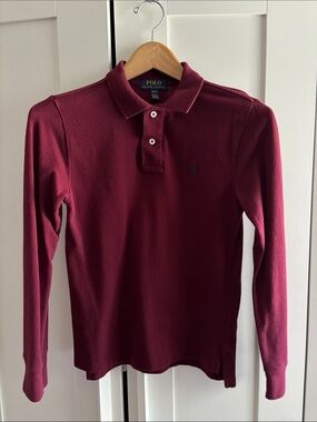 Ralph Lauren Boys Long Sleeve Polo Shirt Burgundy